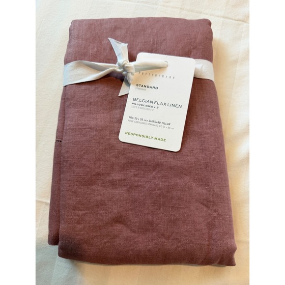 Pottery Barn Other - Pottery Barn Belgian Flax Linen Pillowcases Rosewood Standard Set of 2 NEW